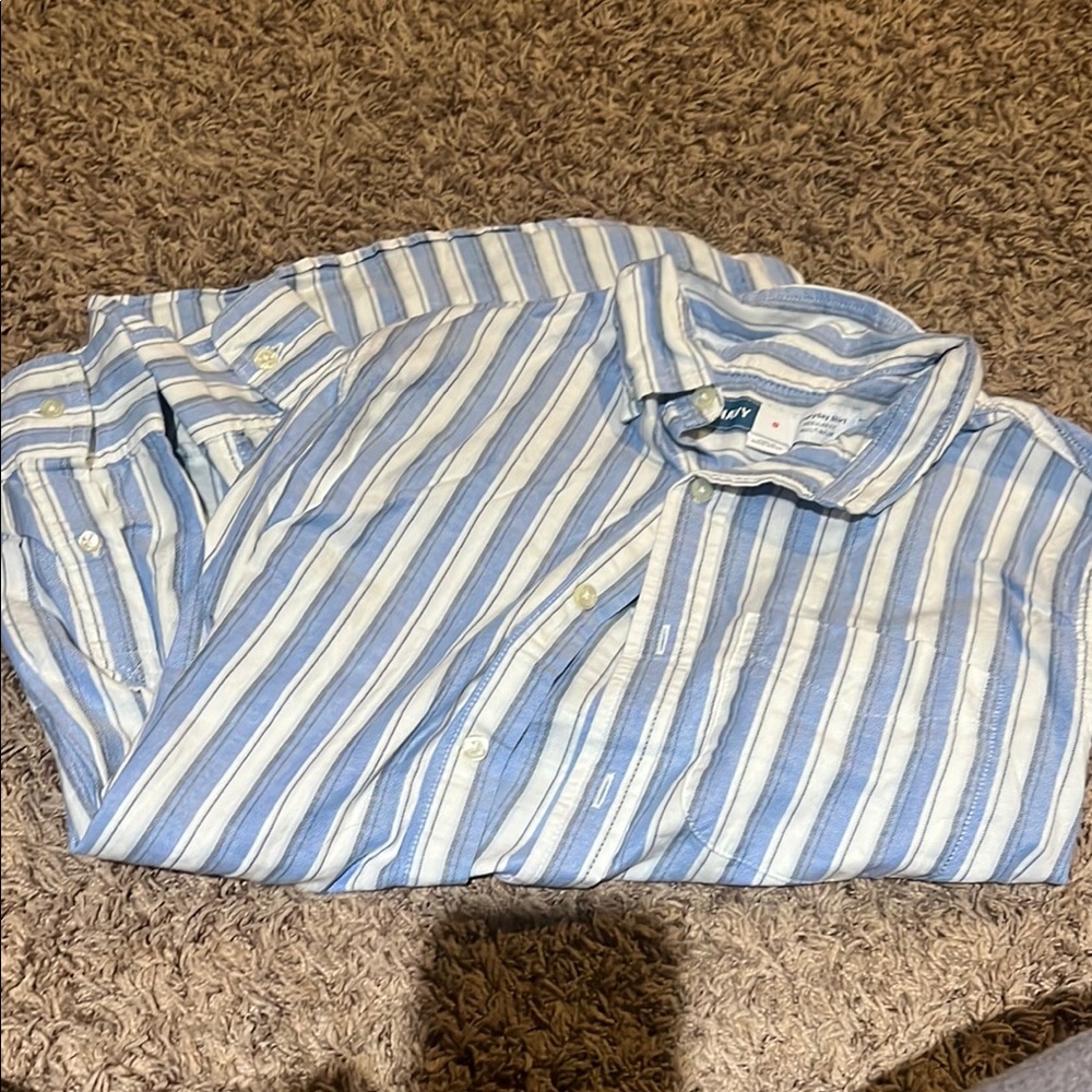 Blue and White Striped Men's Shirt